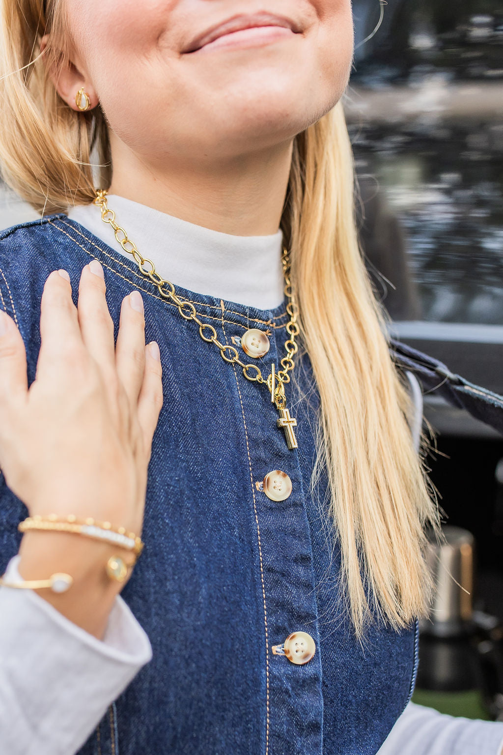 Trinity Cross Toggle Necklace