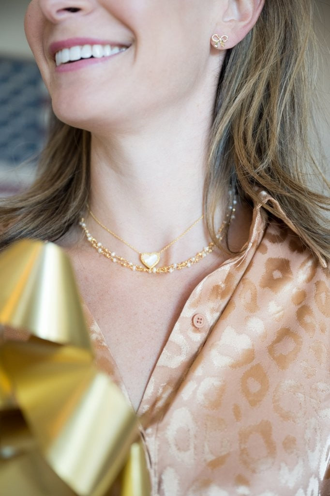 Filigree & Pearl Heart Necklace