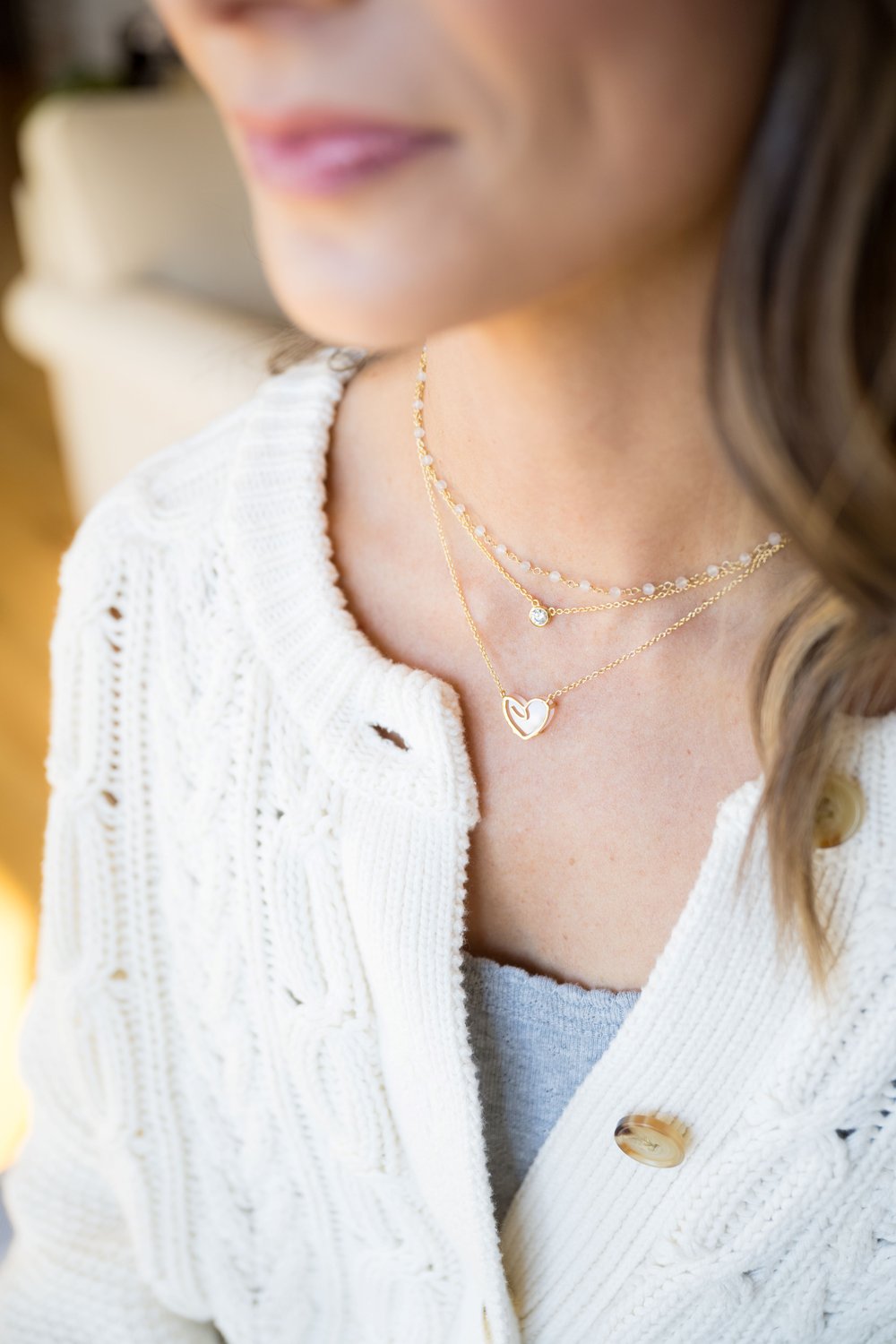 Open Heart Heron Wing Necklace