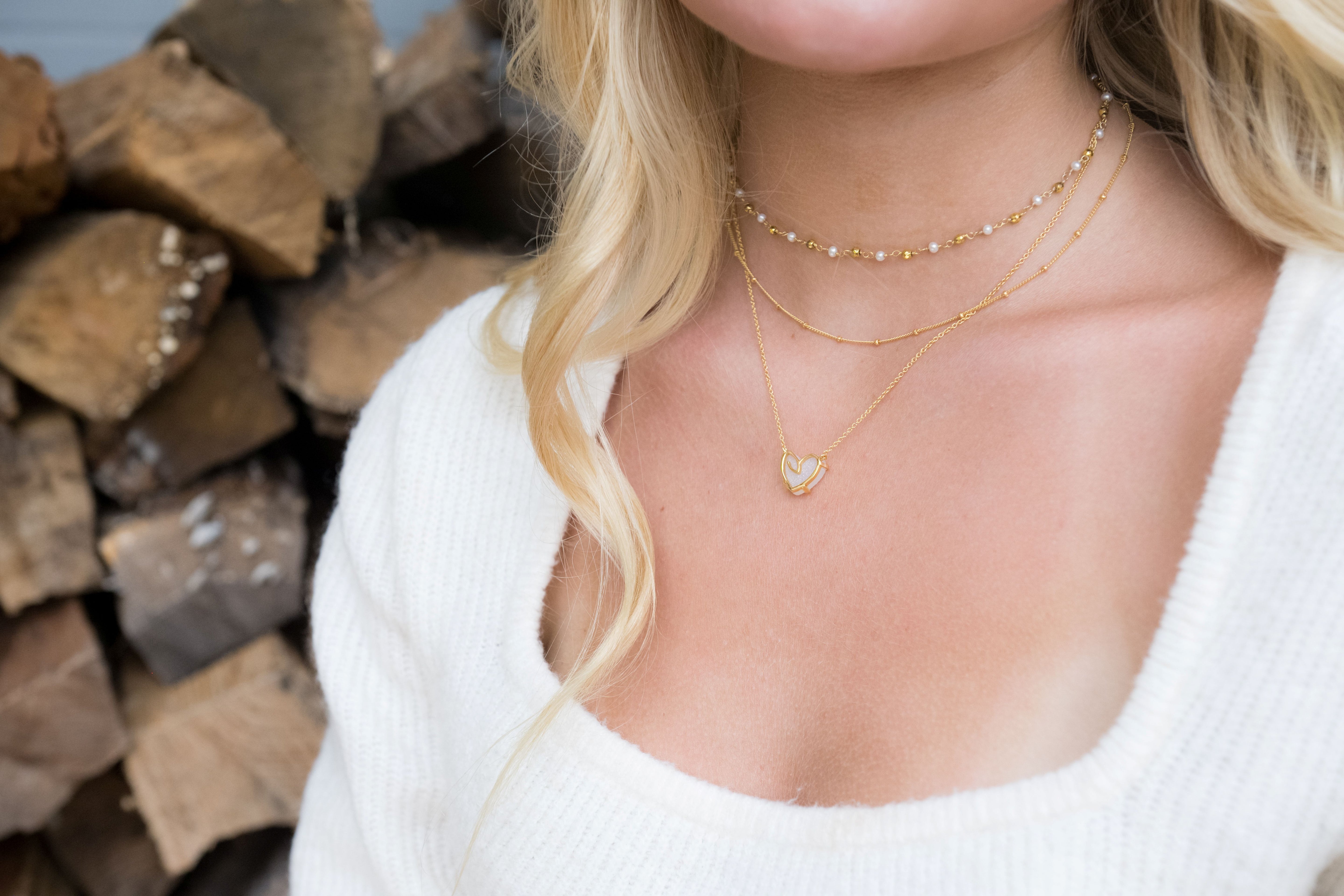 Pearl and Golden Ball 3-4mm Round Beaded Gemstone Choker Necklace