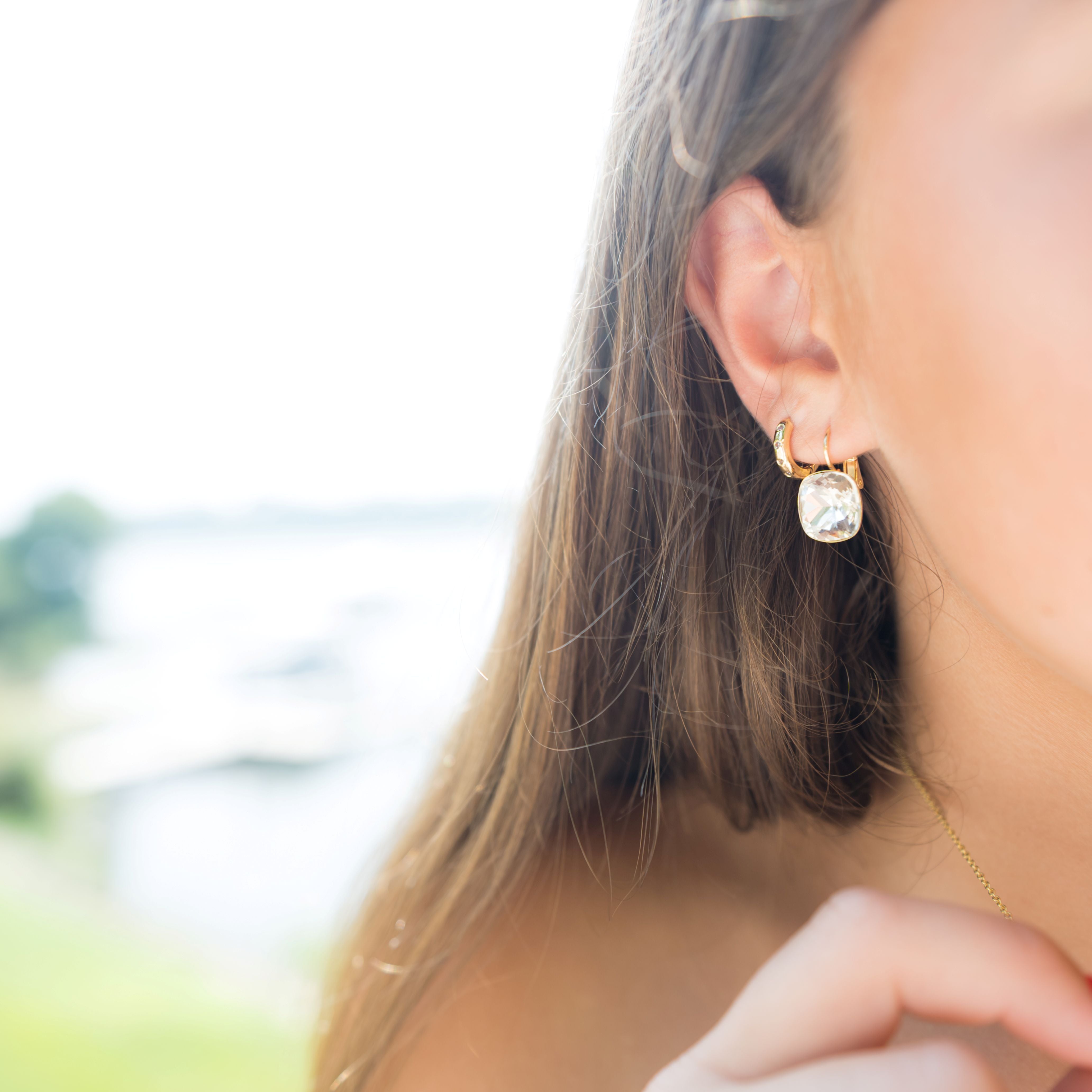 Reflection Earring, Crystal Ice