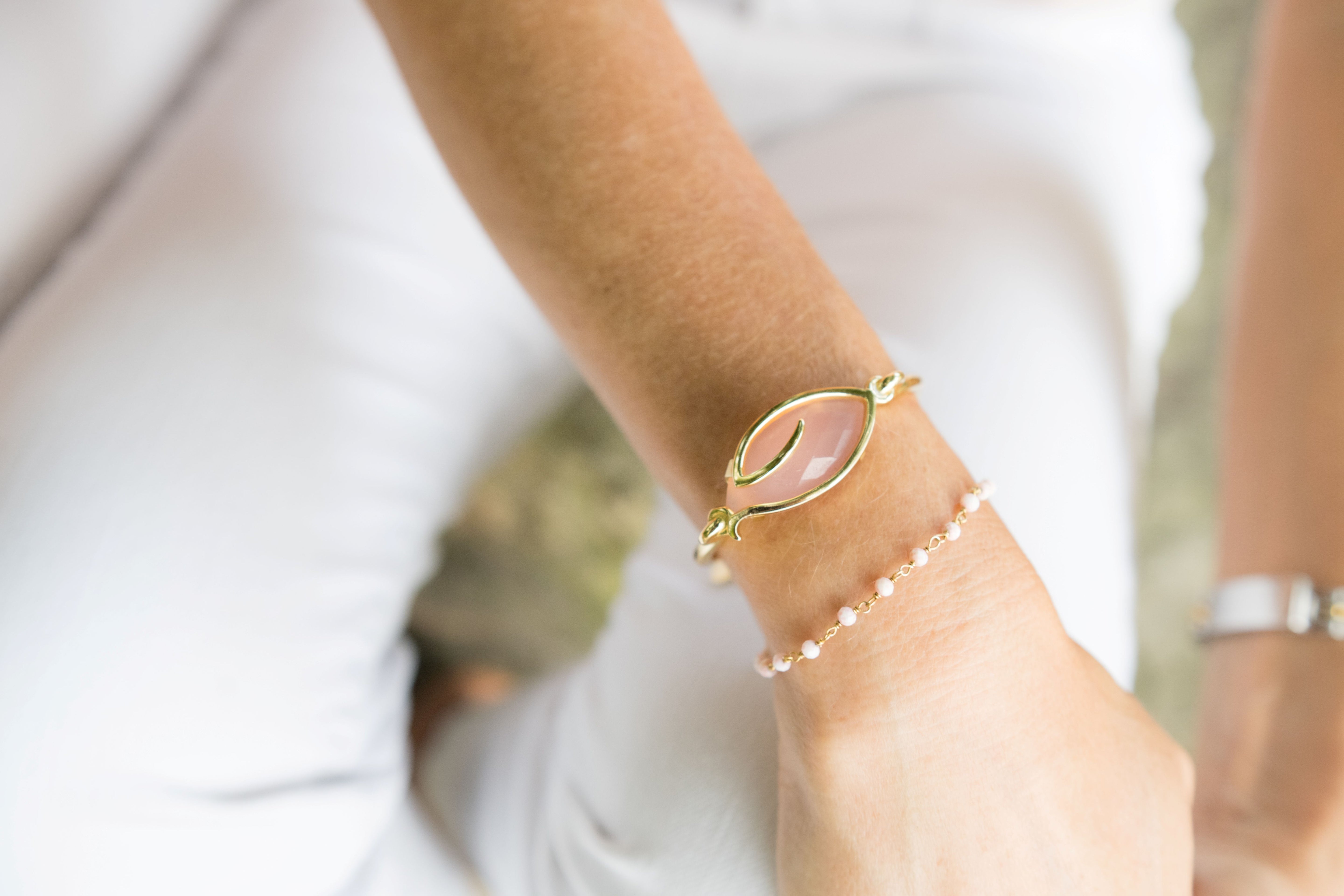 Pink Opal, Beaded Gemstone Bracelet