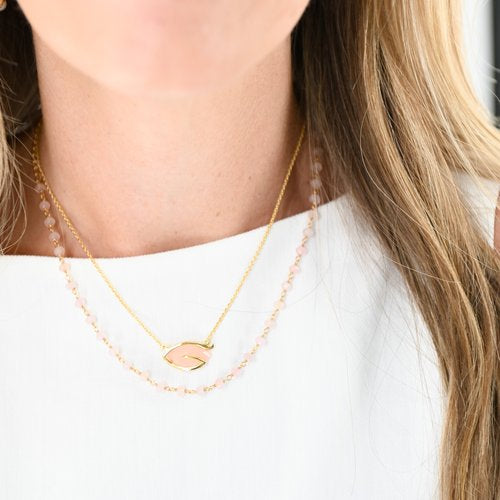 Rose Quartz 3-4mm Round Beaded Gemstone Choker Necklace