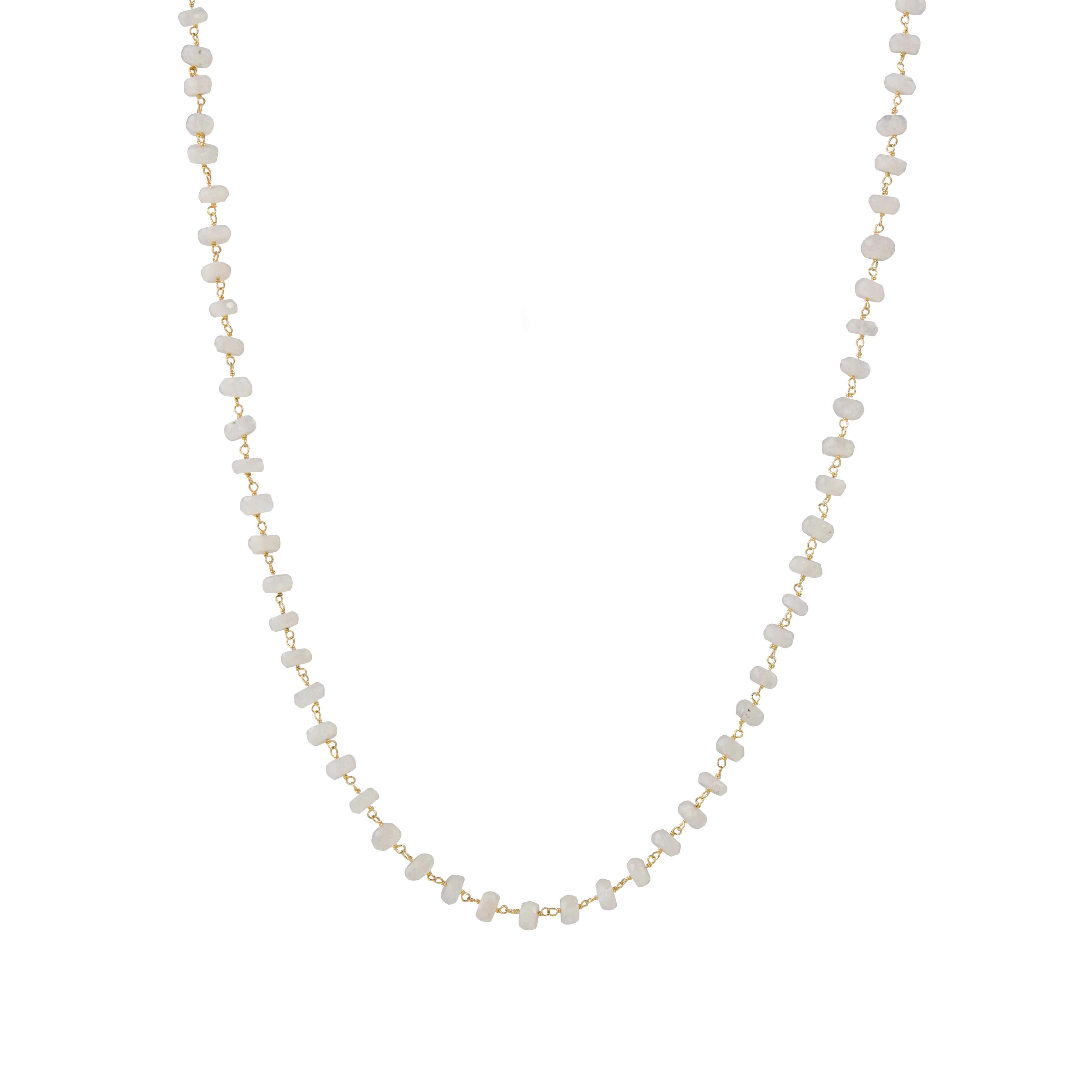 Long Moonstone 5-6mm Rondelle Gemstone Beaded Necklace