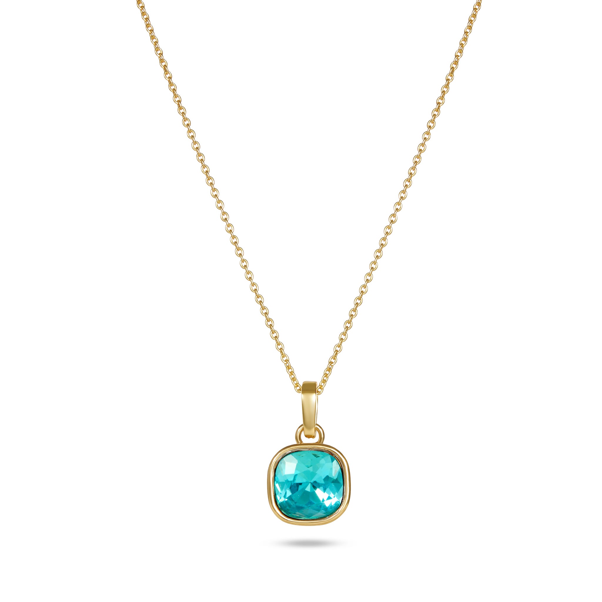 REFLECTION PENDANT NECKLACE, AQUA