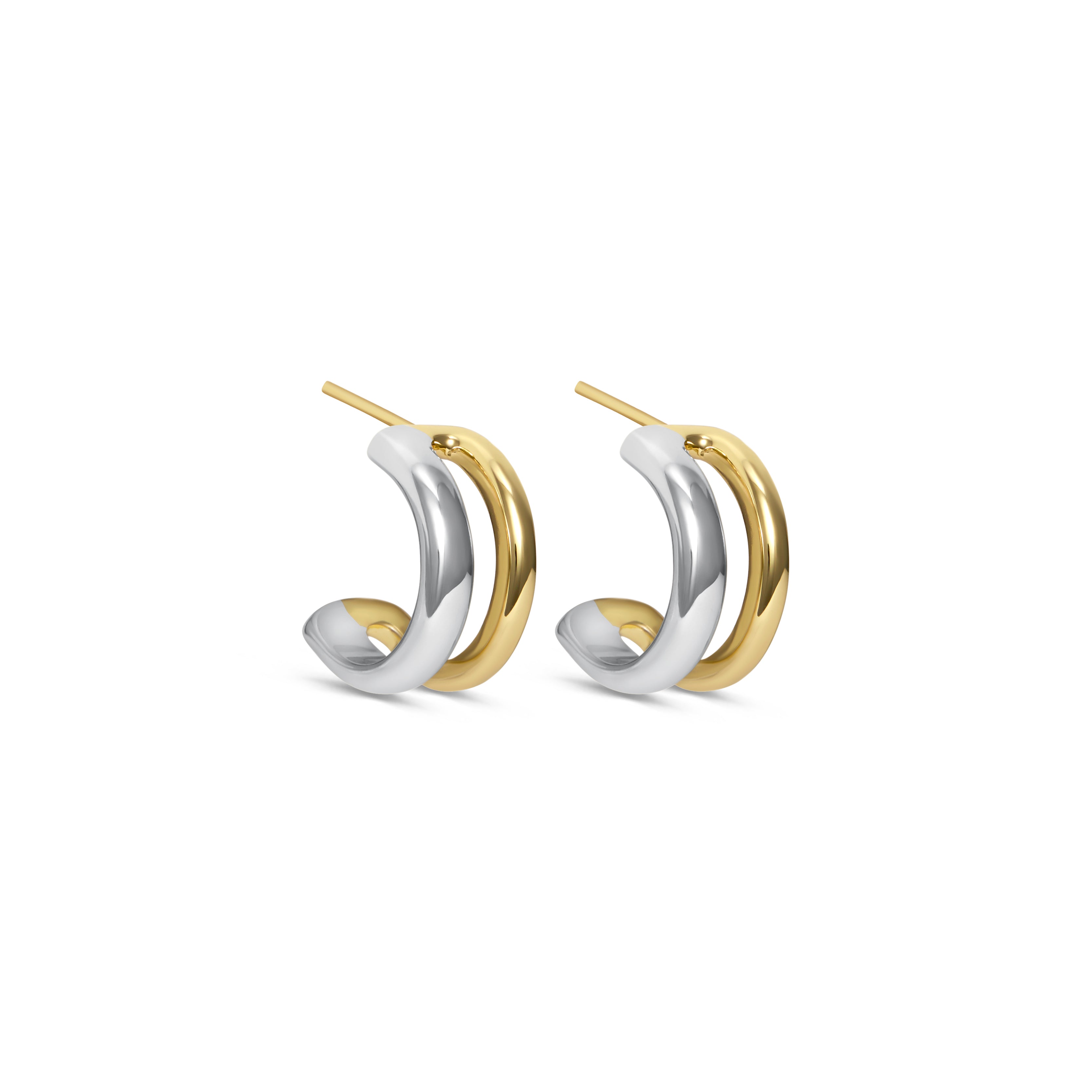 Duo Two-Toned Balanced Hoop Earrings