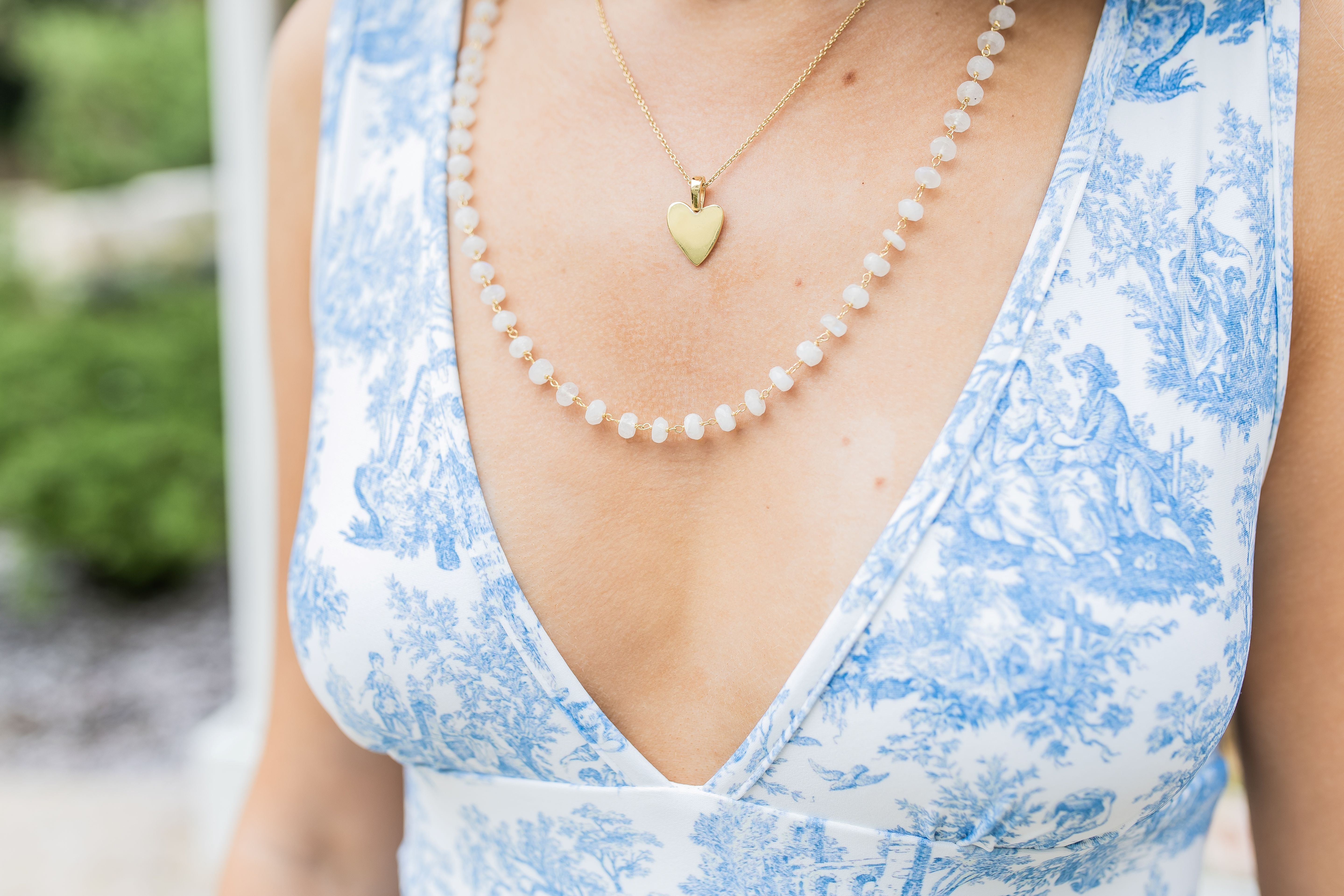 Long Moonstone 5-6mm Rondelle Gemstone Beaded Necklace