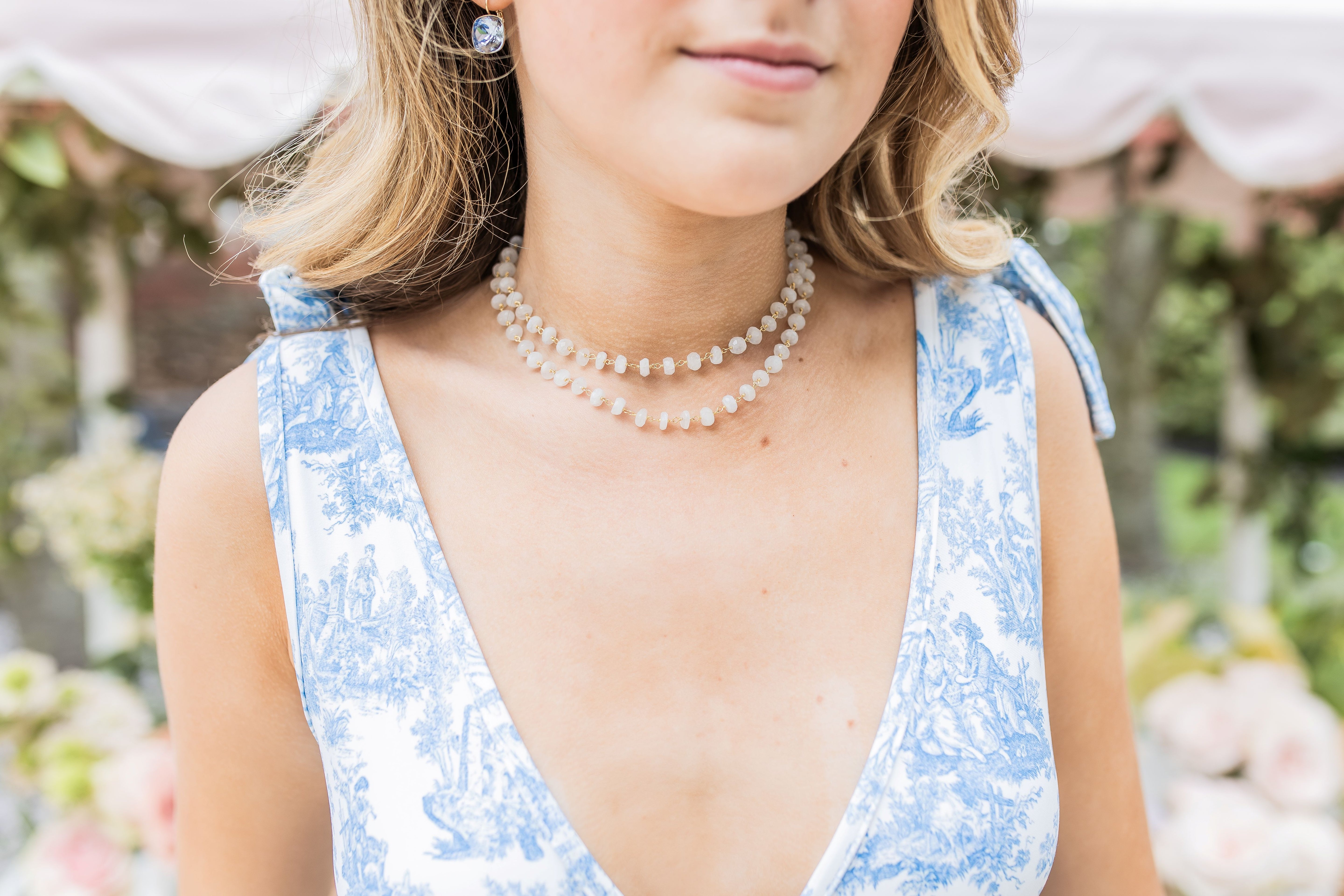 Long Moonstone 5-6mm Rondelle Gemstone Beaded Necklace