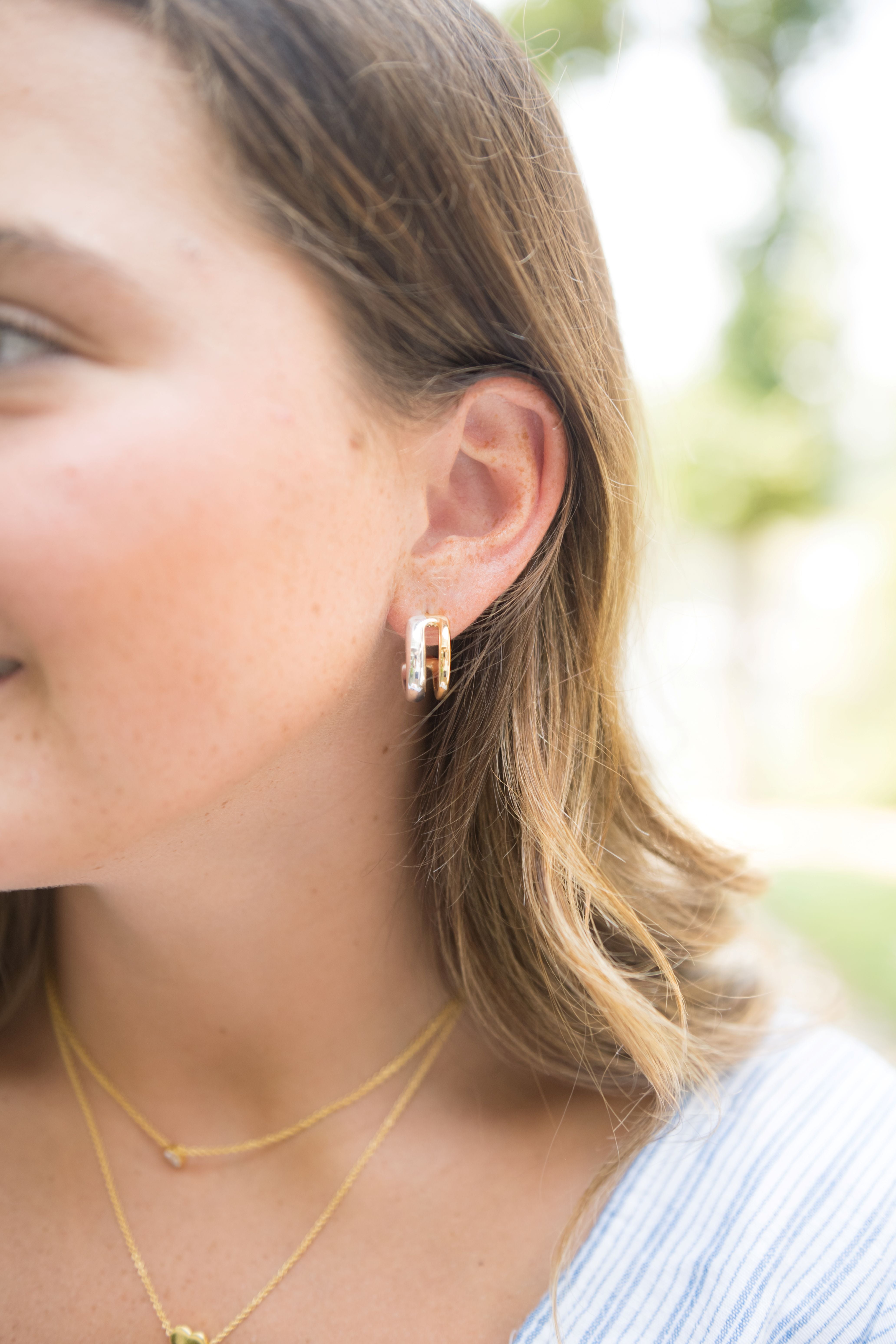 Duo Two-Toned Balanced Hoop Earrings