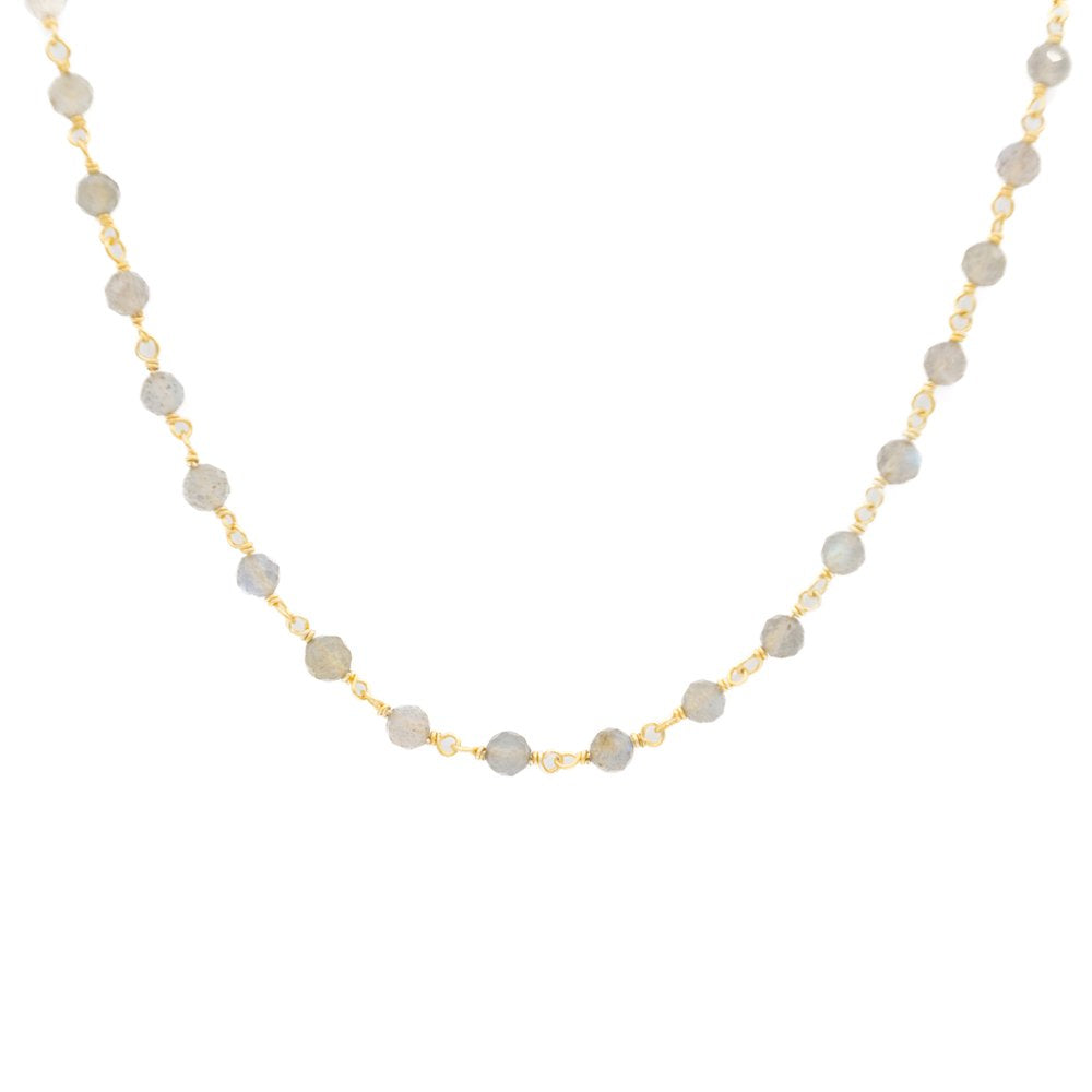 Labradorite 4-5 mm Round Beaded Gemstone Choker Necklace