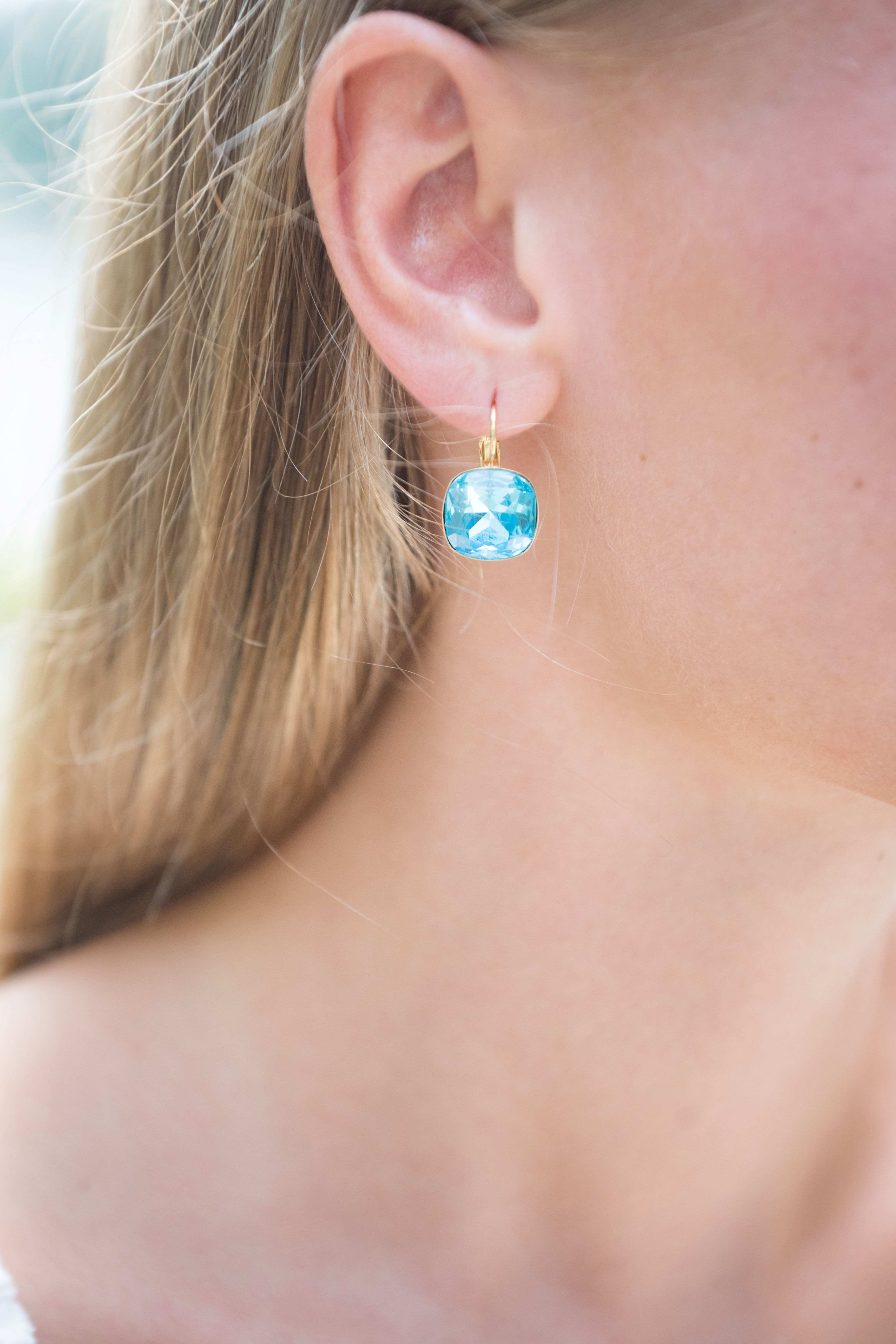 Reflection Earrings, Aqua