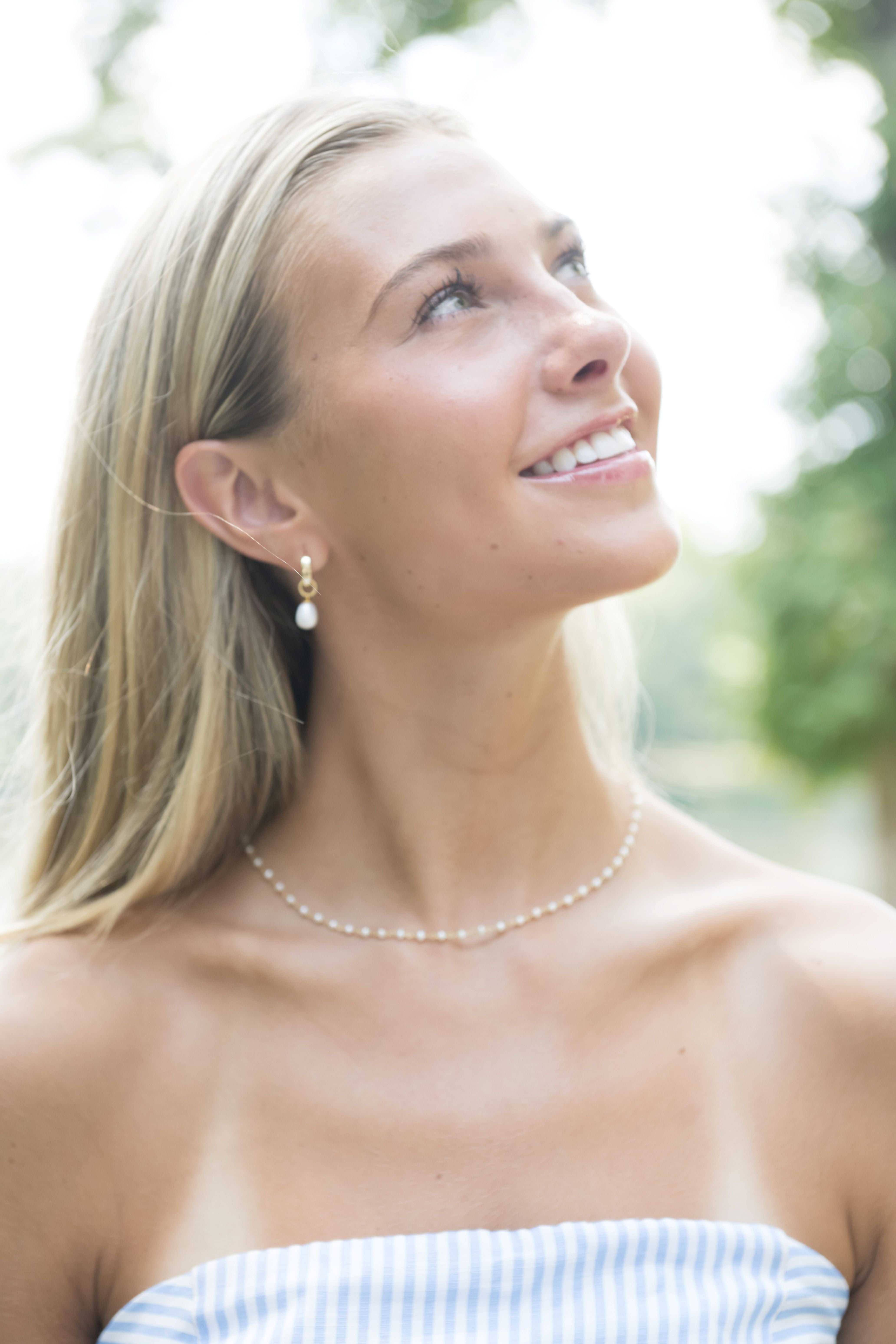 Pearl Drop Huggie Earrings