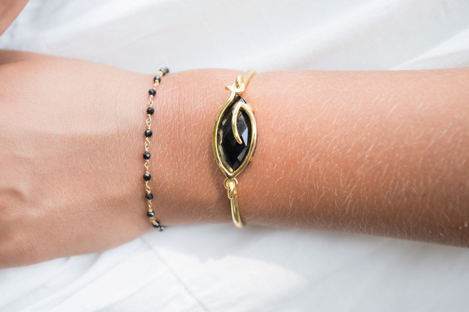 Black Spinel, Beaded Gemstone Bracelet