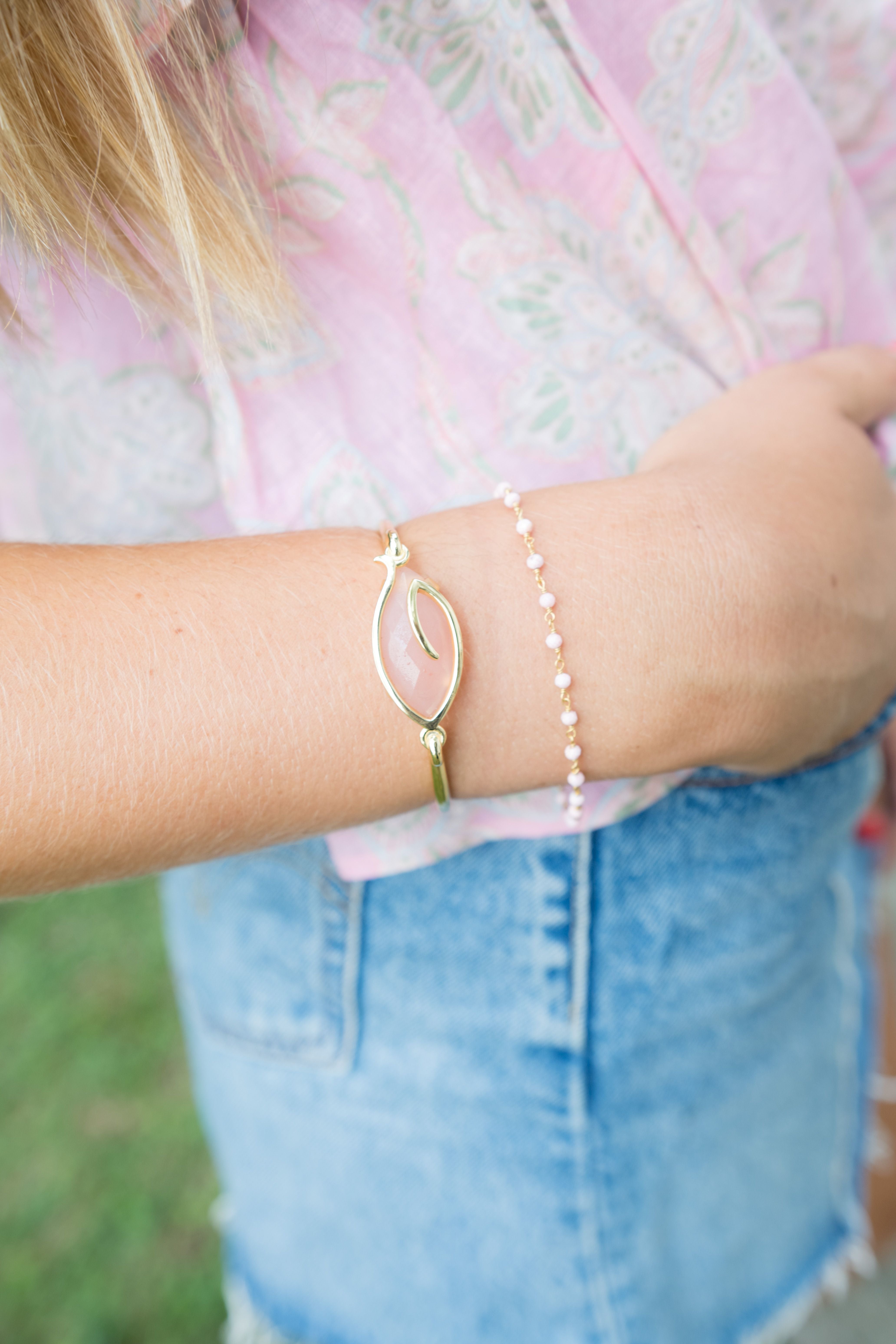 Pink Opal, Beaded Gemstone Bracelet