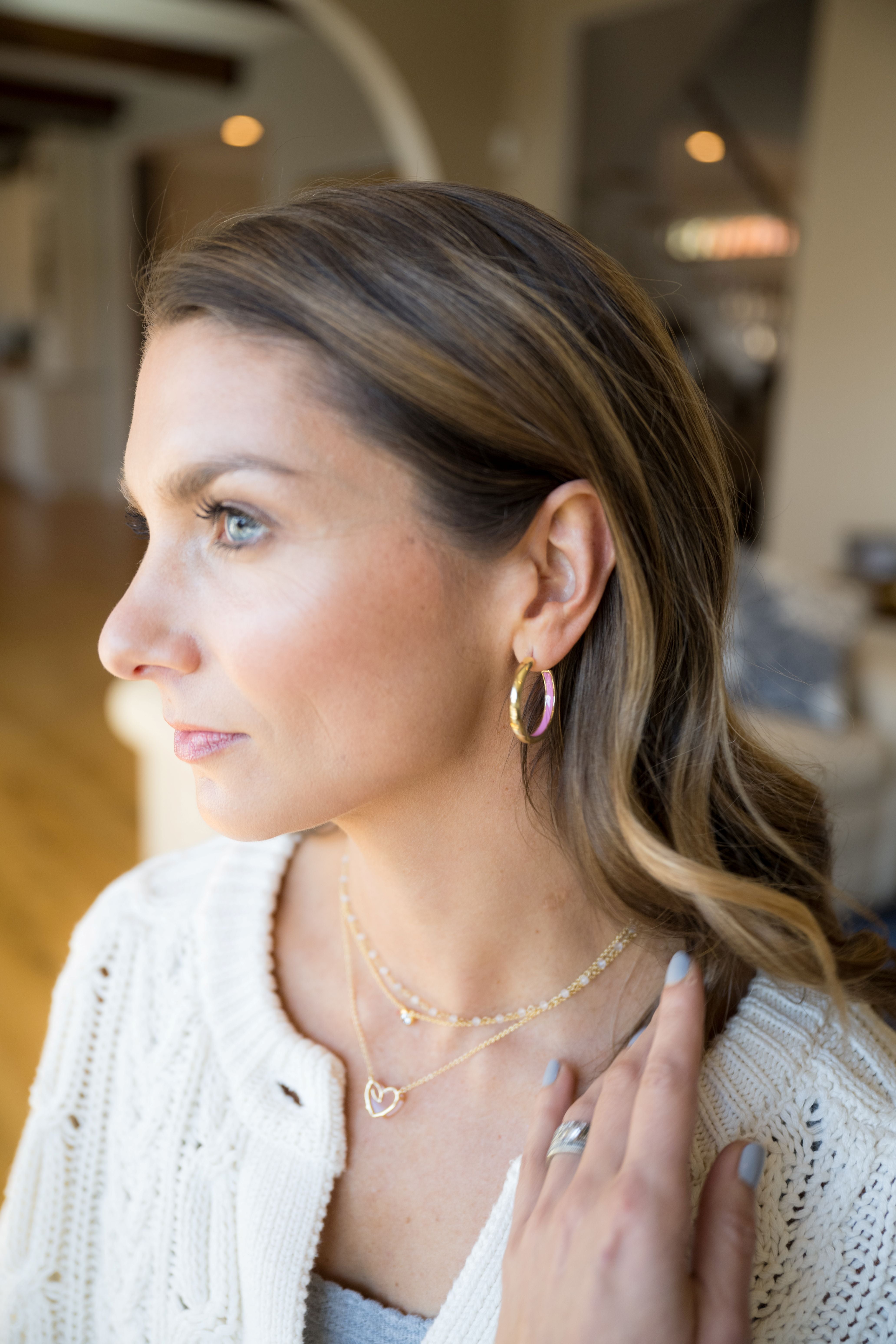 Promise Hoop Gold Earrings