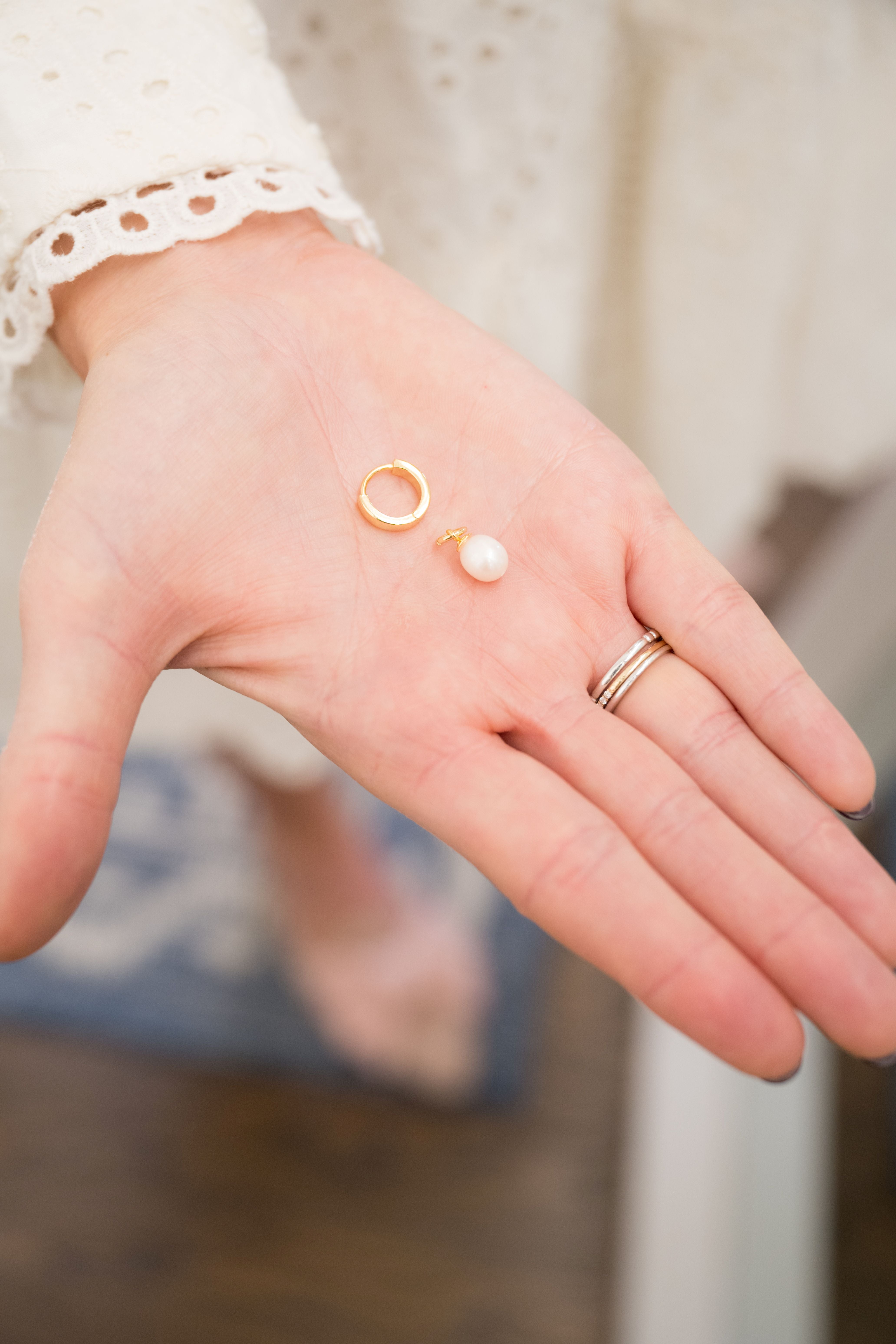 Pearl Drop Huggie Earrings