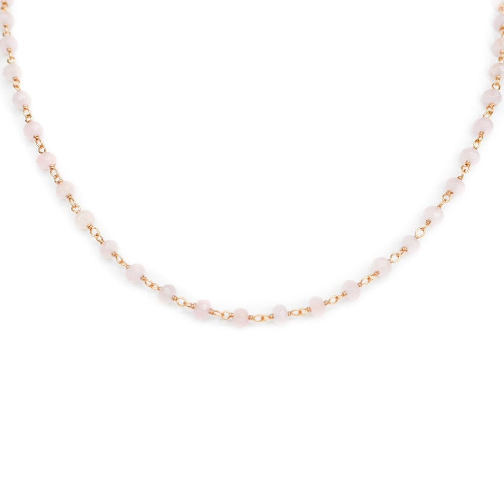 Rose Quartz 3-4mm Round Beaded Gemstone Choker Necklace