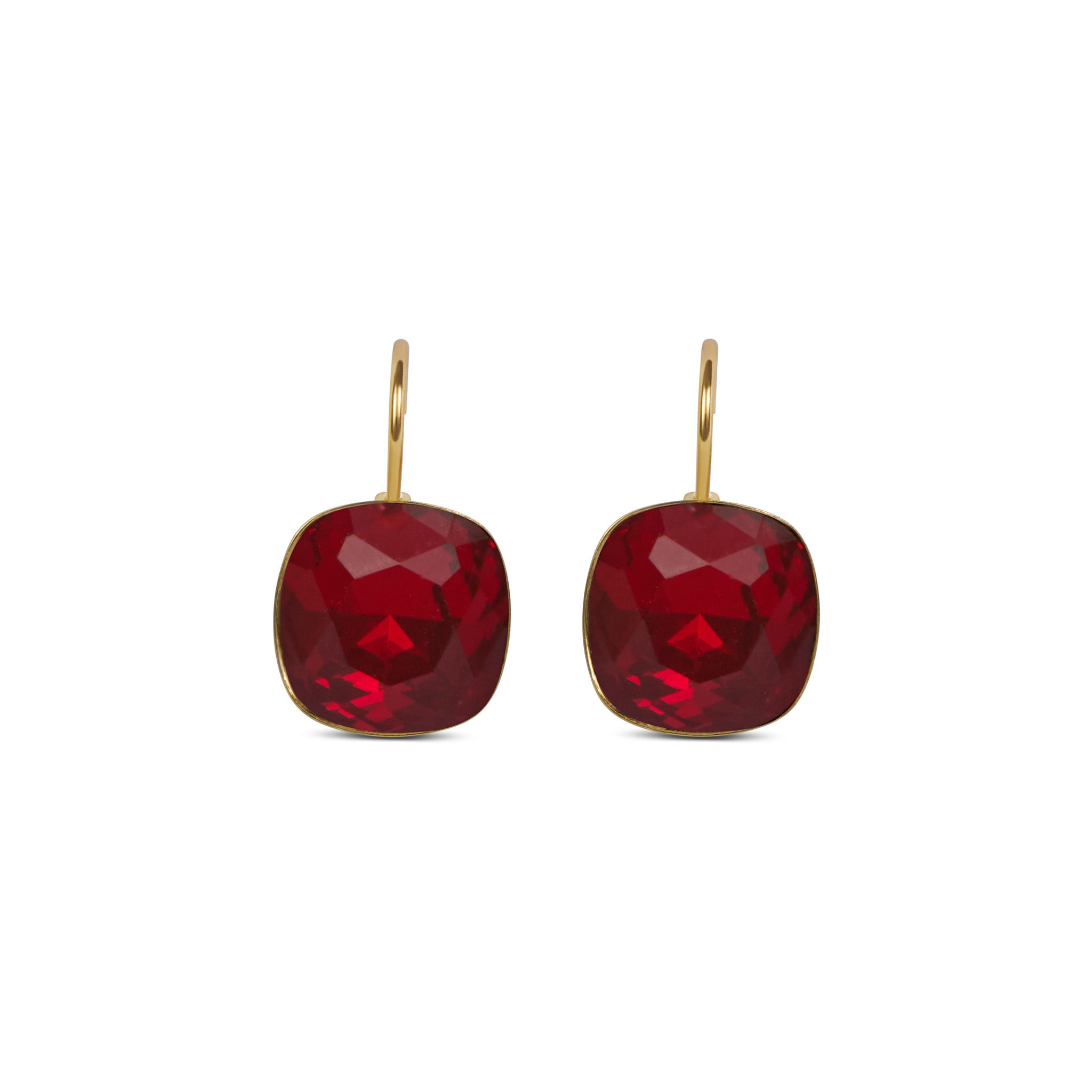 Reflection Earrings, Ruby Red