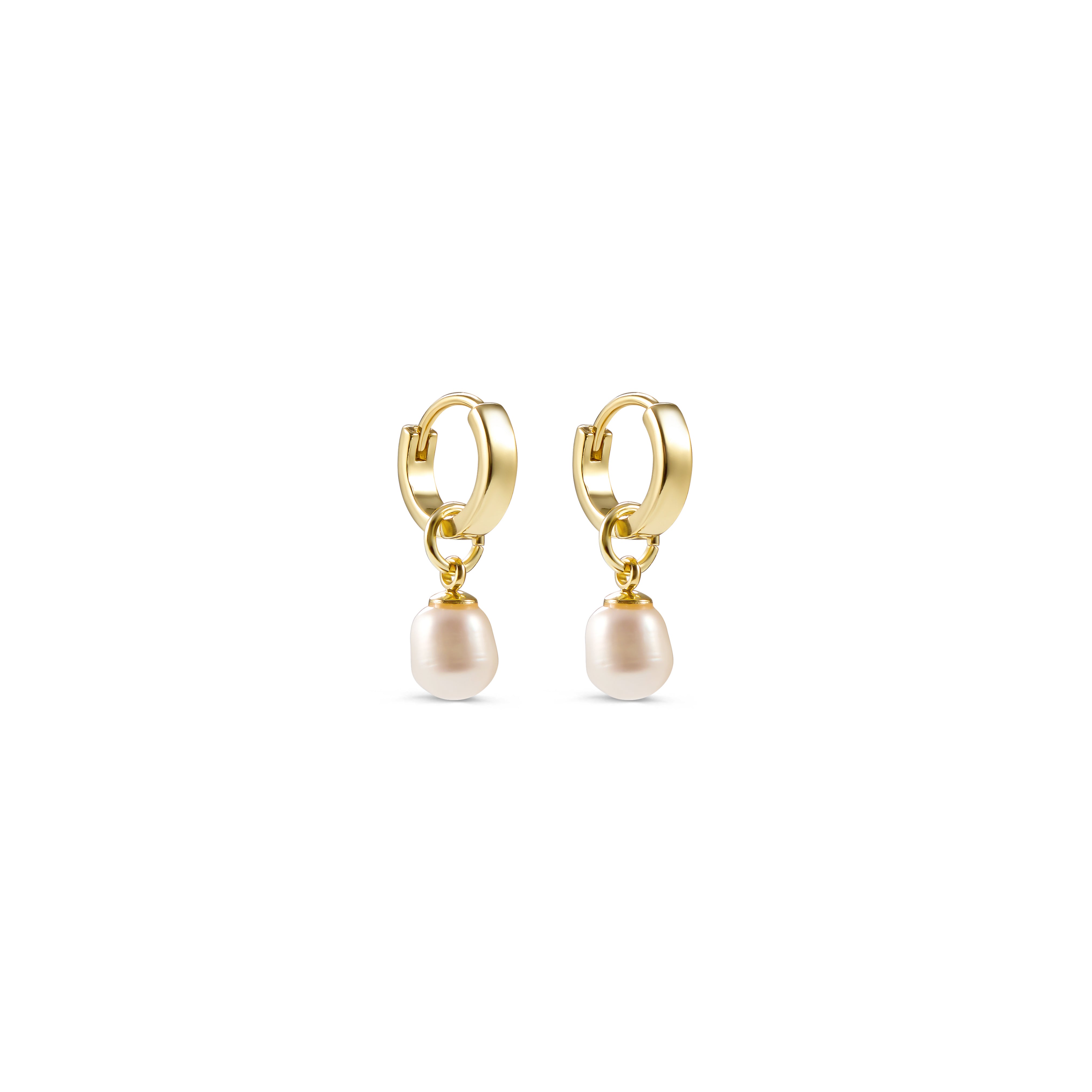 Pearl Drop Huggie Earrings