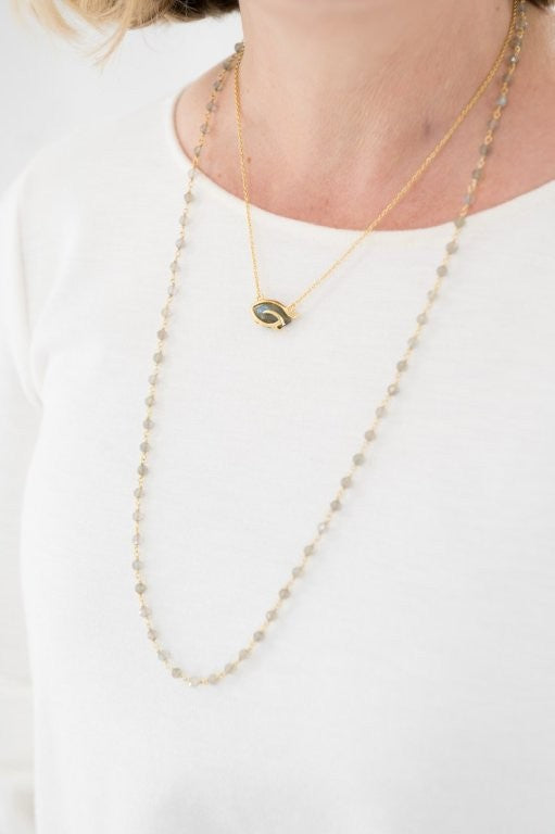 Long Labradorite Beaded Necklace